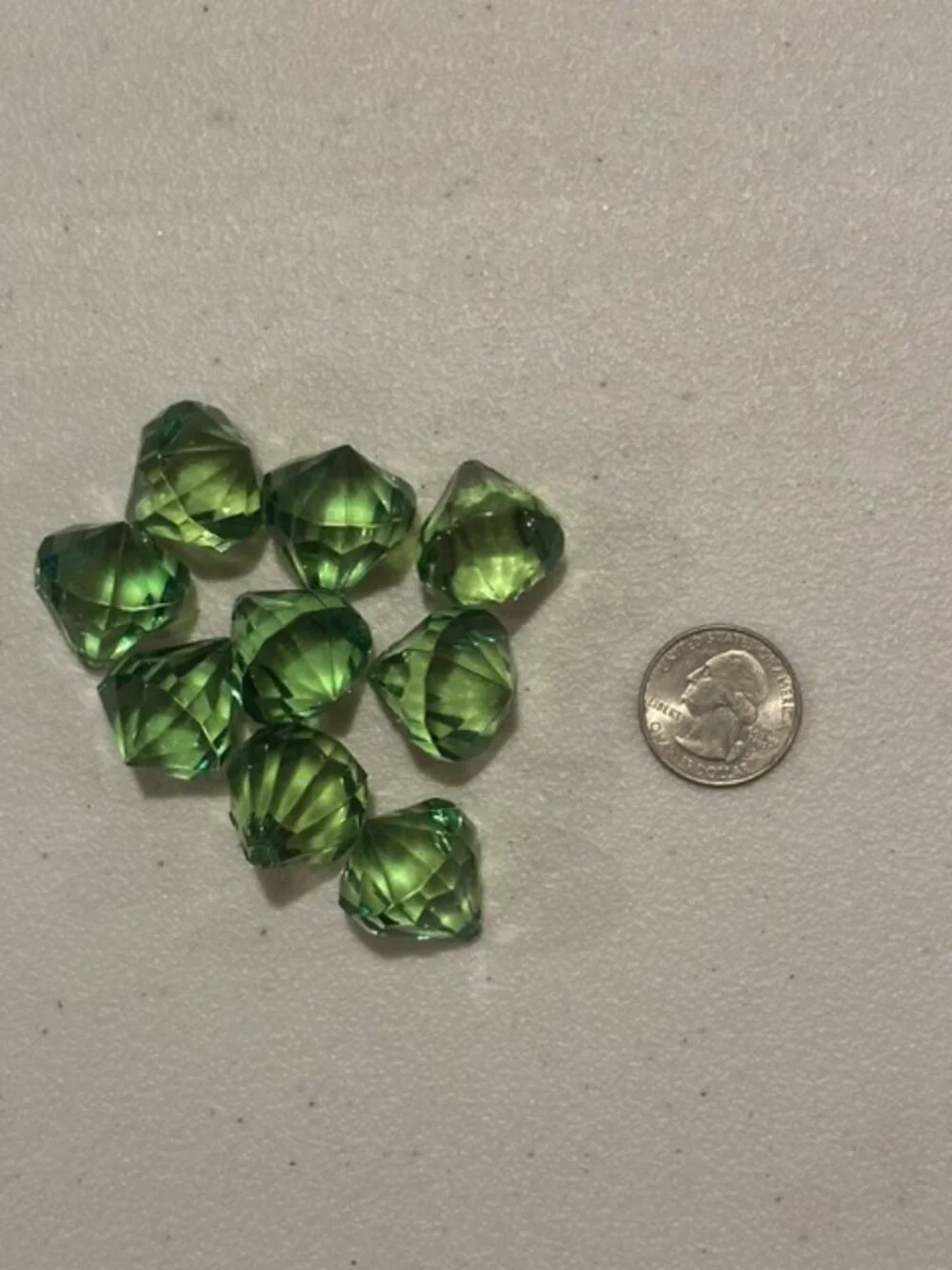 Lot of 29 Yellow & Green Acrylic Faceted Beads Gems Drops - 4 Designs/Sizes